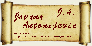 Jovana Antonijević vizit kartica